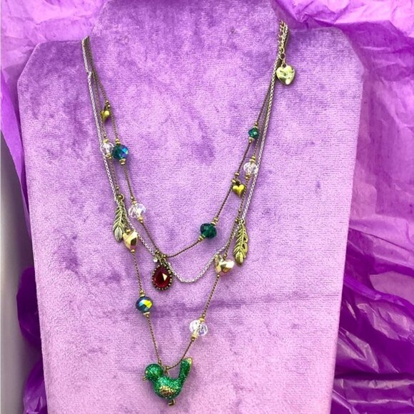 Betsey Johnson Blue bird Layered Necklace - Picture 1 of 2